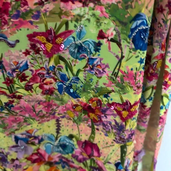 Vibrant Lime & Pink Ombre Maxi Dress,bidet and 100% silk - Picture 7 of 14